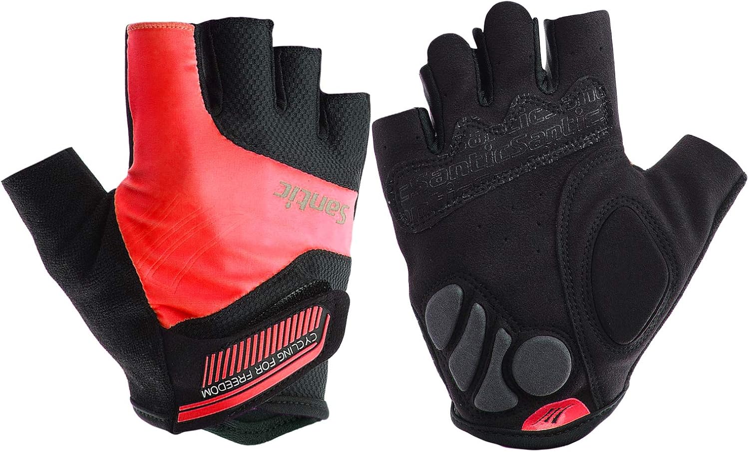 Santic Classic Fingerless Cycling Gloves with Shock-Absorbing Foam Pad Breathable Half Finger Moutain Bike Bicycle Riding Gloves for Men and Women