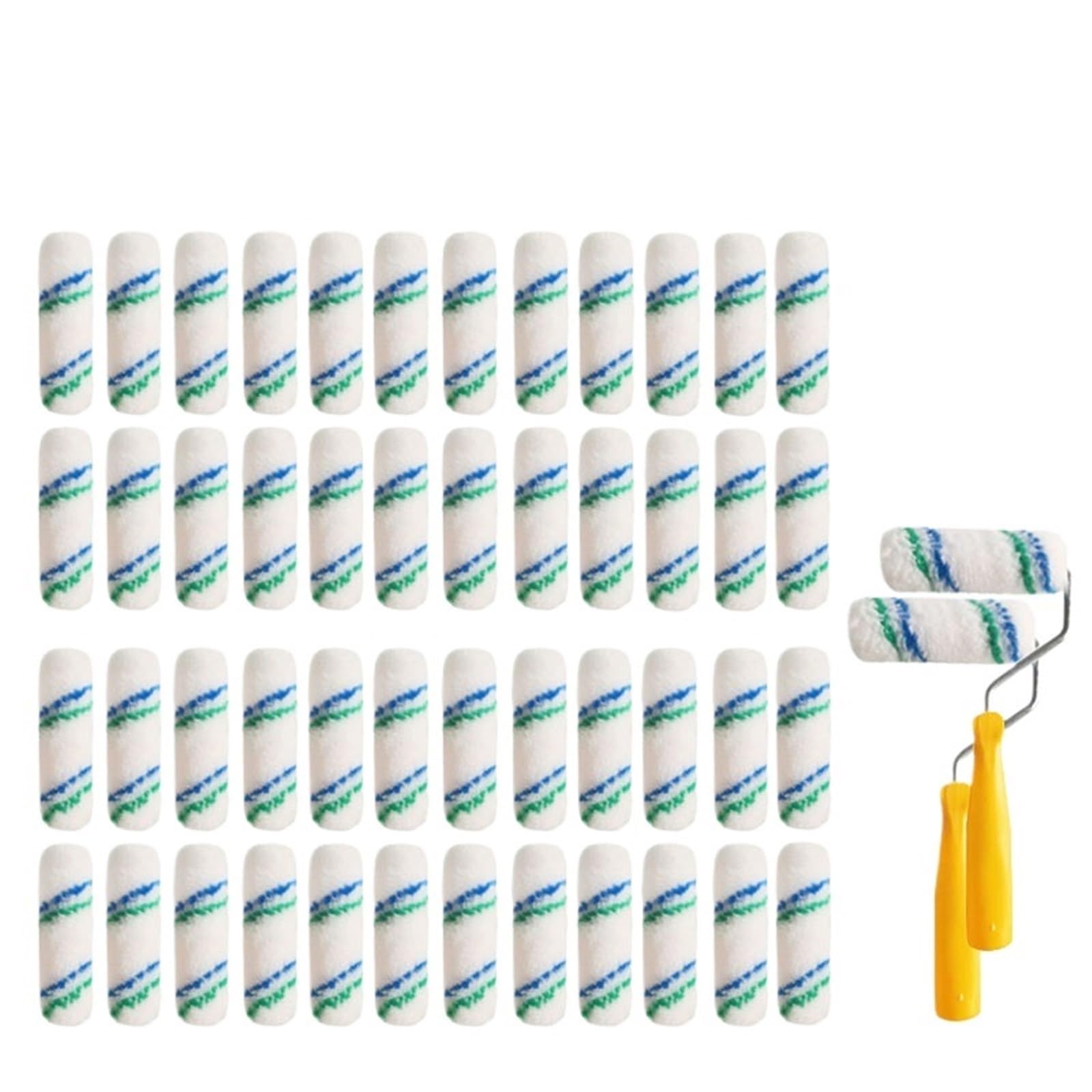 Rodillos Para Pintar Paredes 52 rodillos de pintura de 4 pulgadas, 50 mini rodillos con 2 mangos for pintar paredes, herramientas con mango, pinceles for pintar esquinas.