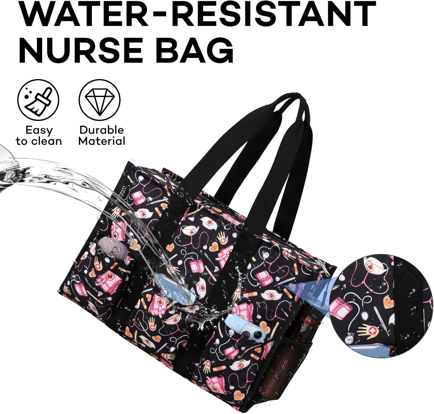 HoogaLife Nurse Bag for Work with Multiple Pockets, Waterproof Tote Organizer for Medical Supplies - Image 5