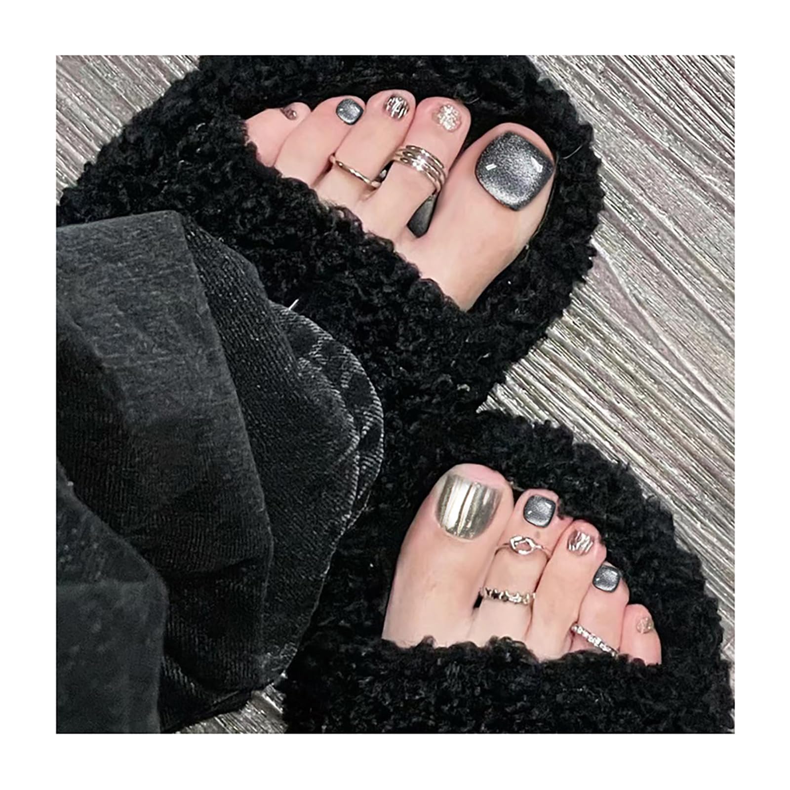 Amazon | 足用ネイルチップ 24 枚 フット用つけ爪 キャッツアイ 単色