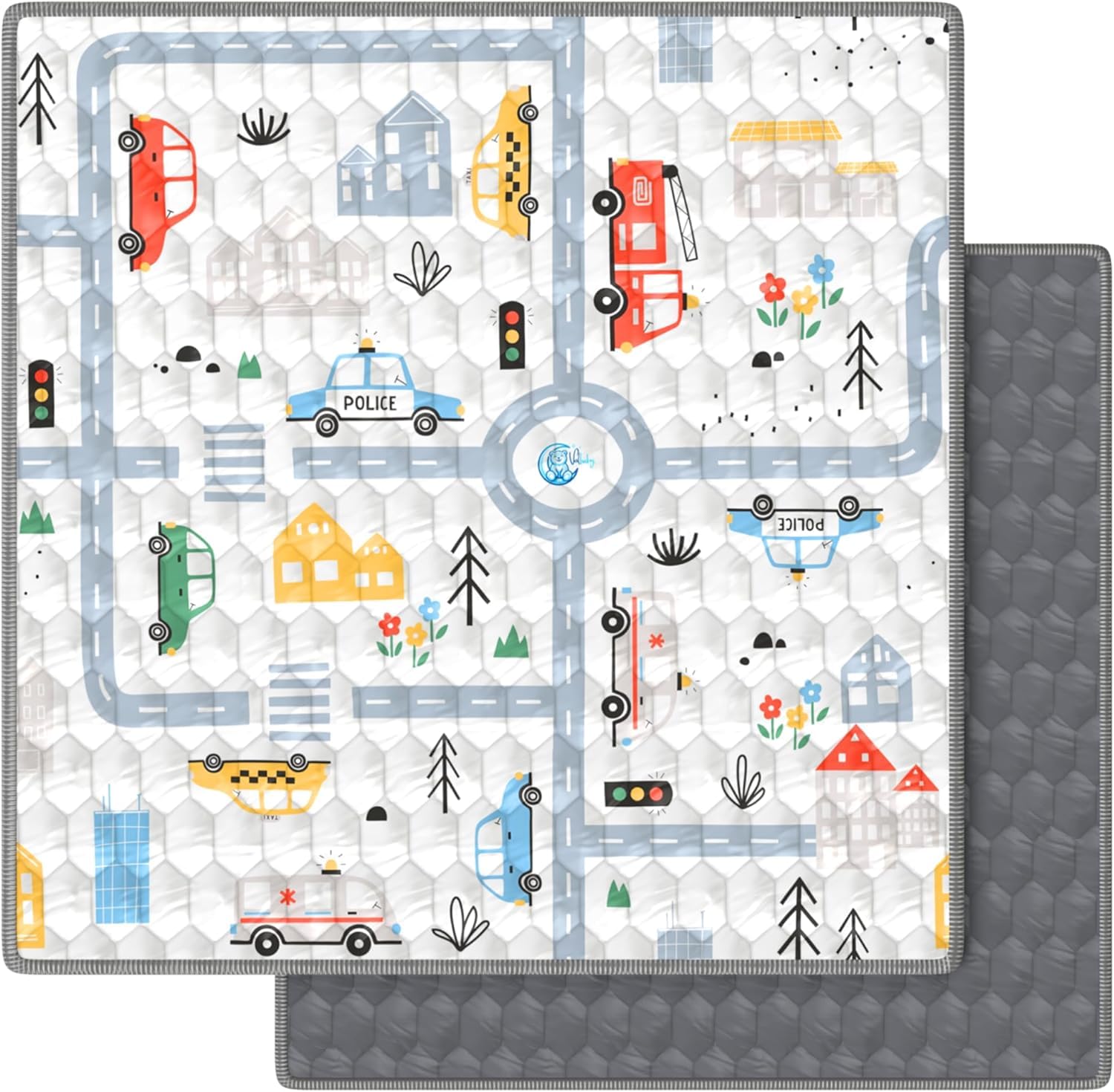 Baby Mat Padded Foldable Non-Slip and Washable 127 x 127 cm + 2 cm Thick, Play and Crawling for Floor