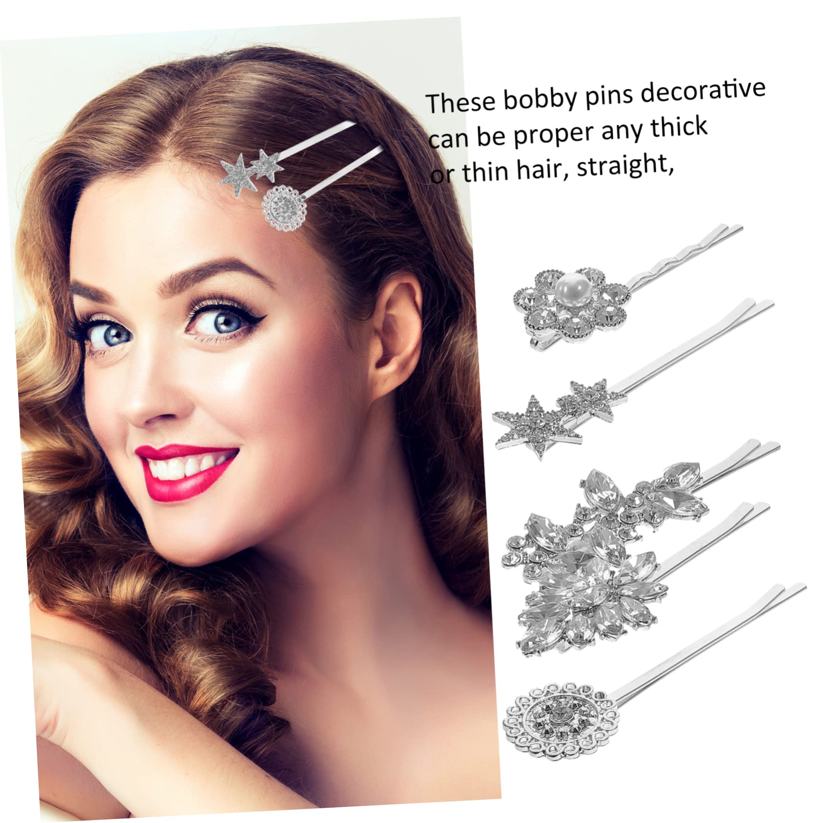 Didiseaon 30 Piezas chamarra slot con tachuelas de rombos joyas para el cabello para mujeres tocado de de imitación para mujer pinza para el cabello de boda pasador pequeño