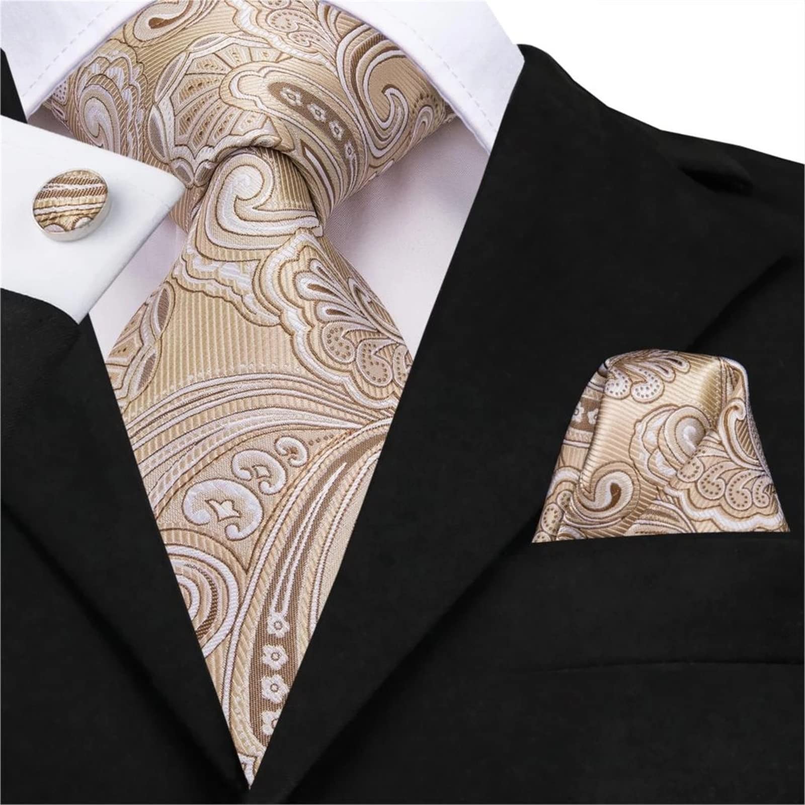 Corbatas de Hombre Corbata de Seda para Hombre Corbata de Hombre Corbata de Bolsillo Pañuelo de Seda Gemelos Traje Corbata de Negocios para Boda de Negocios (como se Muestra 150x8.5cm)