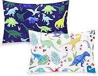 Vista 1 de Funda de almohada para niños pequeños, funda de almohada para dormir, paquete de 2 unidades, juego de dinosaurios para almohadas de 13 x 18 pulgadas