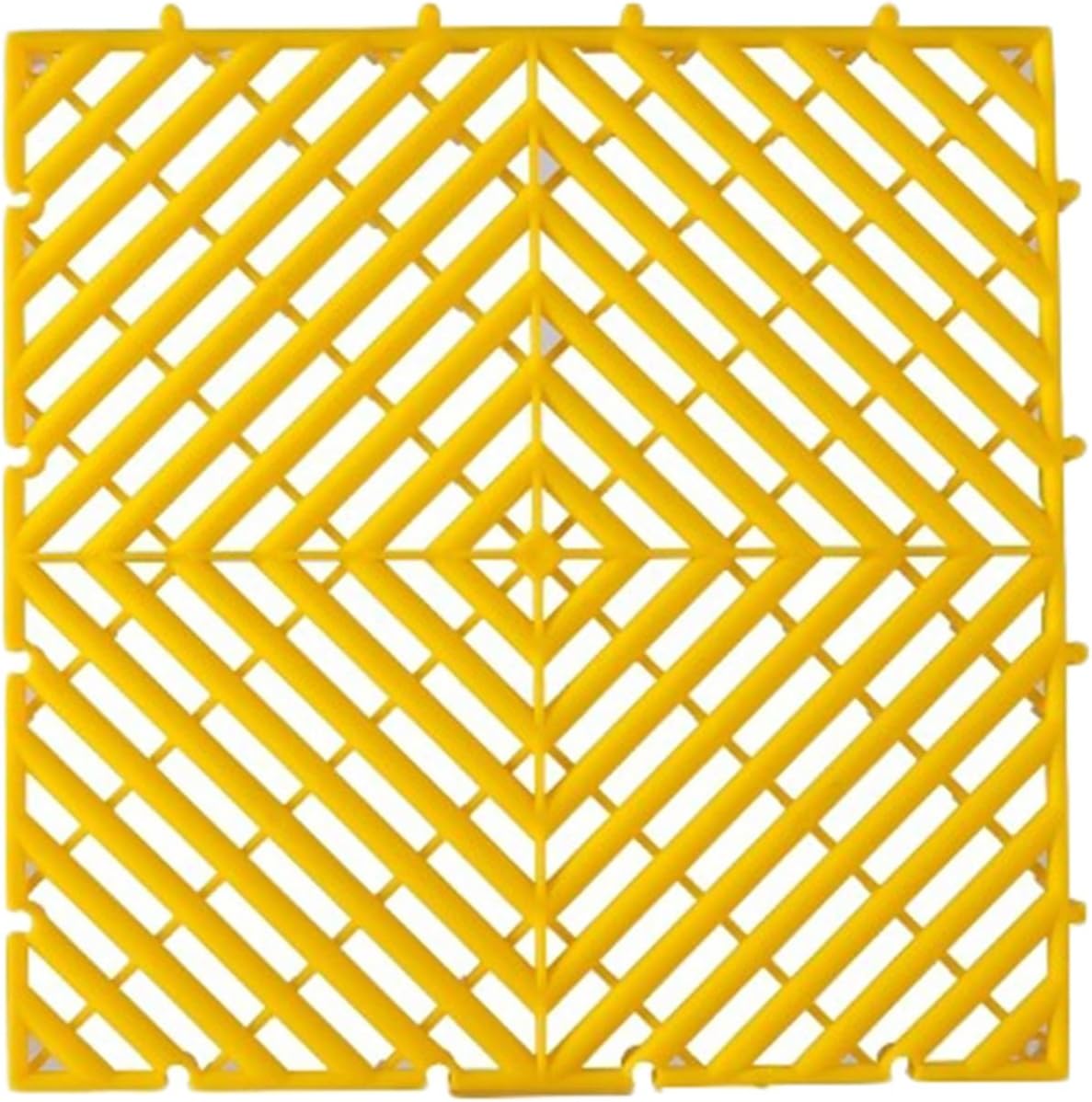 Interlocking Yellow PP Floor Mats, Non-Slip Drainage Tiles, Durable Cushioning Flooring, 10 Pieces, 11,023 lbs Weight Capacity, Ideal for Garages, Workshops, and Outdoor Use