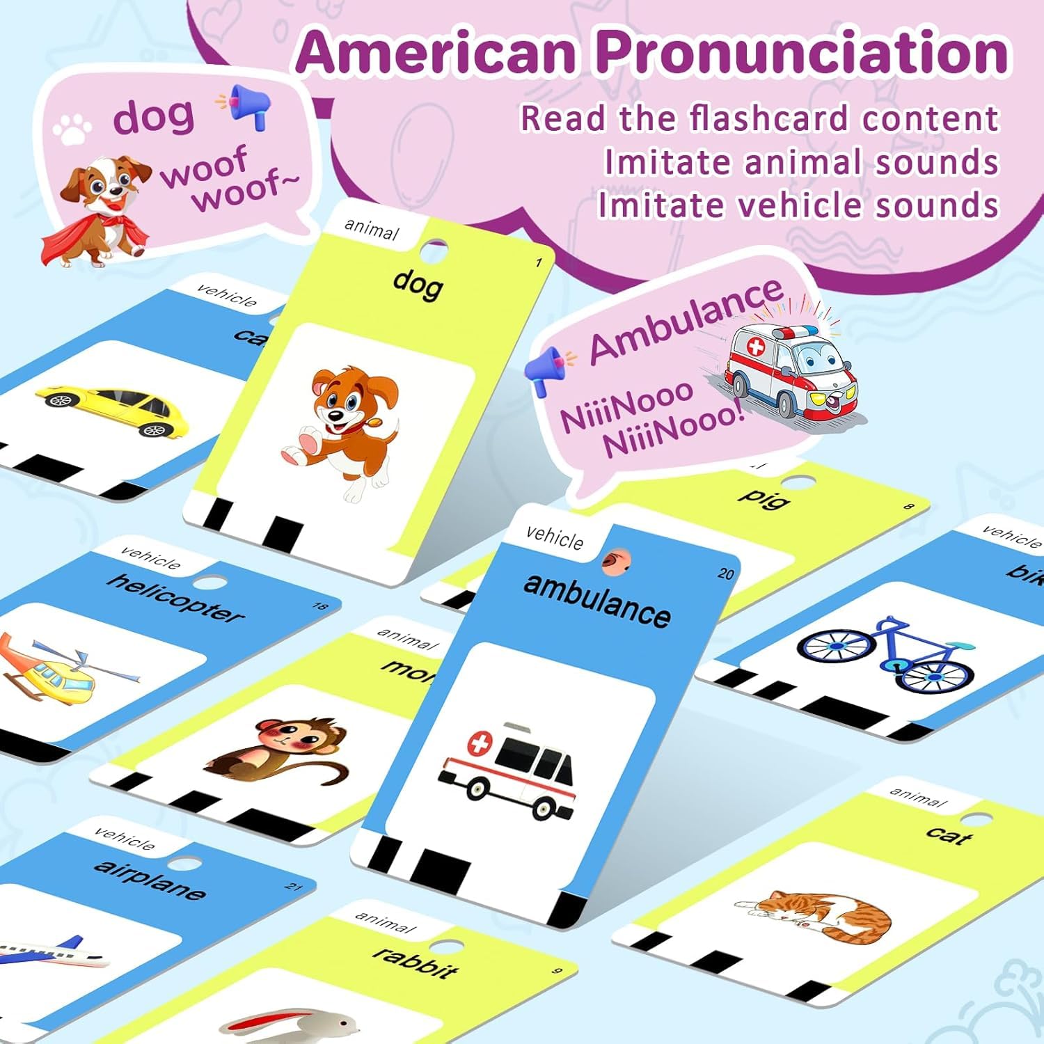 420 Words Talking Flash Cards for Toddler 3-6 Year Olds, Learning Montessori Toys with 210 Cards - Image 4