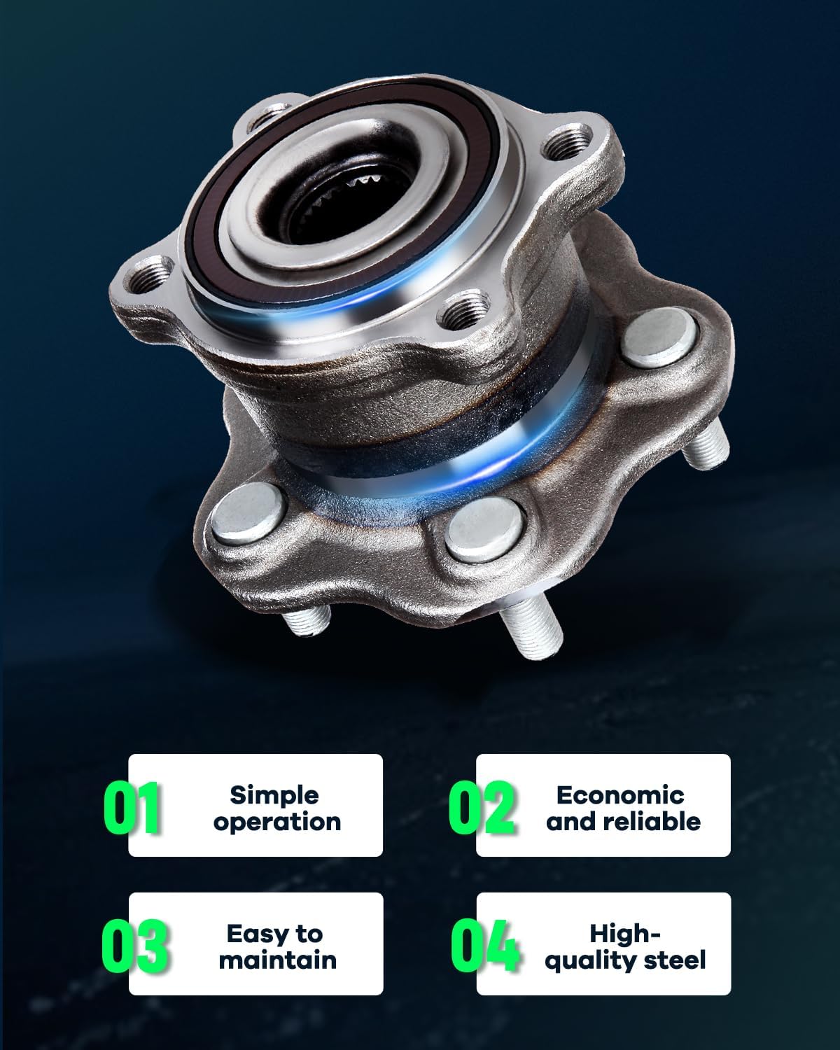 SCITOO 512363 AWD Rear Wheel Bearing kit Compatible with 2003-2007 for Nissan Murano 5 Lugs Axle Hub Assembly Kit NO/ABS 1 Pack