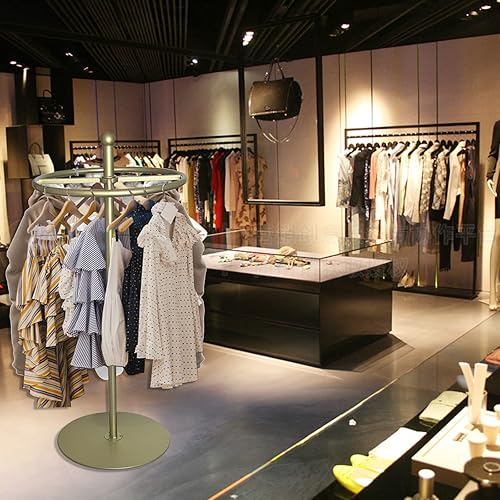 Miniatura 3 de SLVUAFRN Estante de exhibición giratorio para ropa de pie, portátil, portátil, para venta al por menor, estante de ropa colgante para dormitorios,