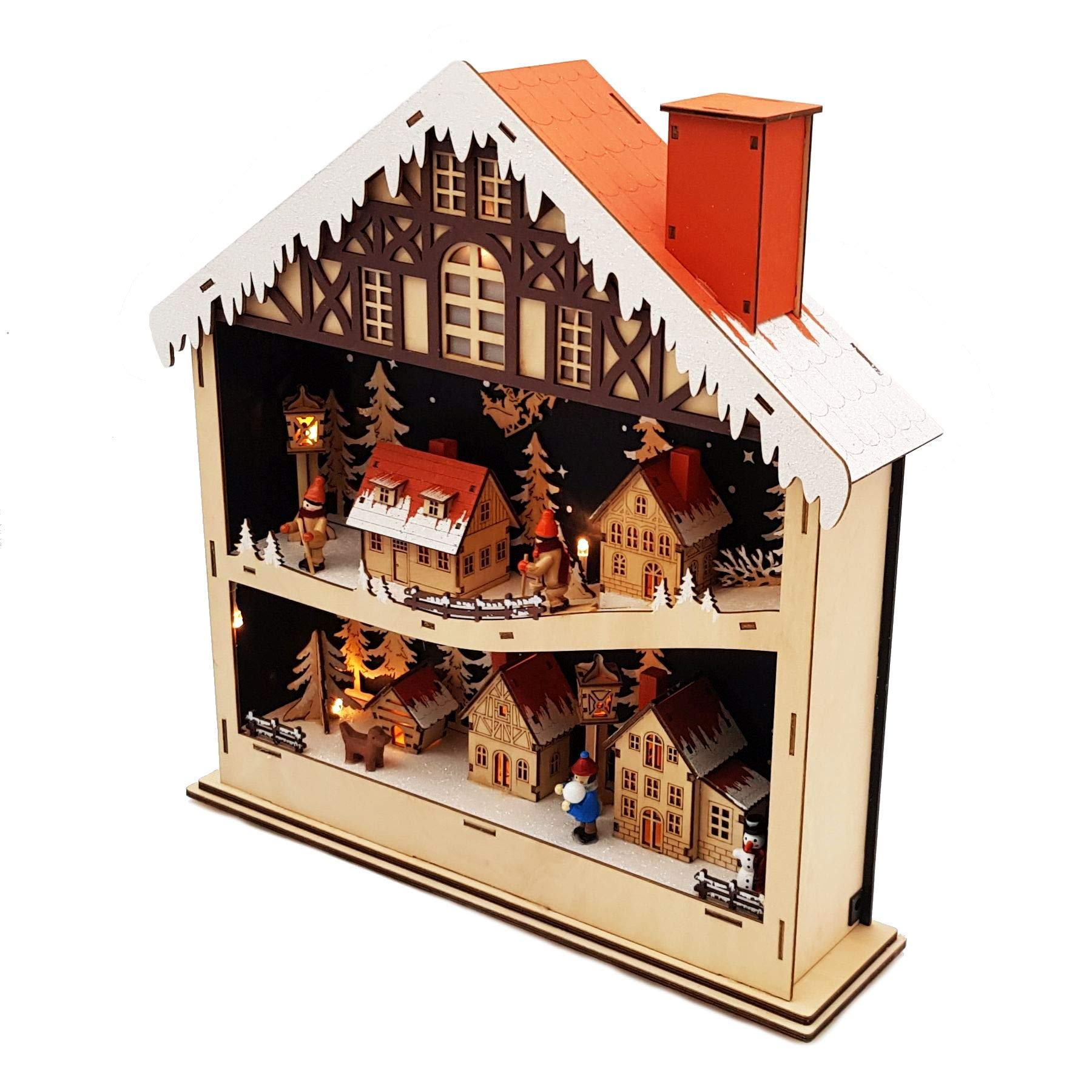 Wichtelstube-Kollektion Weihnachtsdeko Holz beleuchtet Weihnachtshaus Schwibbogen