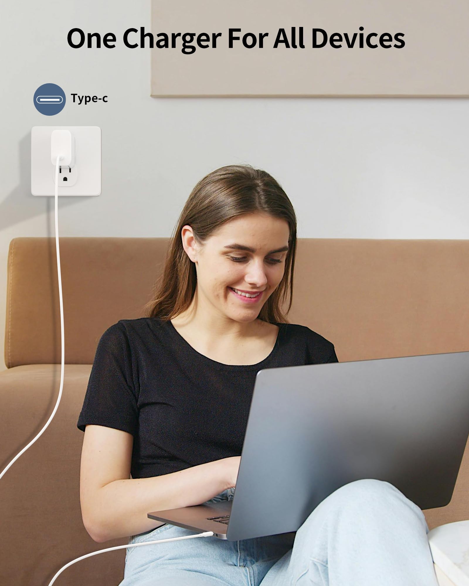 Blocco di ricarica USB C per iPhone 17/16, 65 W, caricatore da parete USB C, a ricarica rapida, per iPhone Air 17 16 15 14 13 12 11 Pro Max XS, iPad, MacBook, Samsung Galaxy, Google