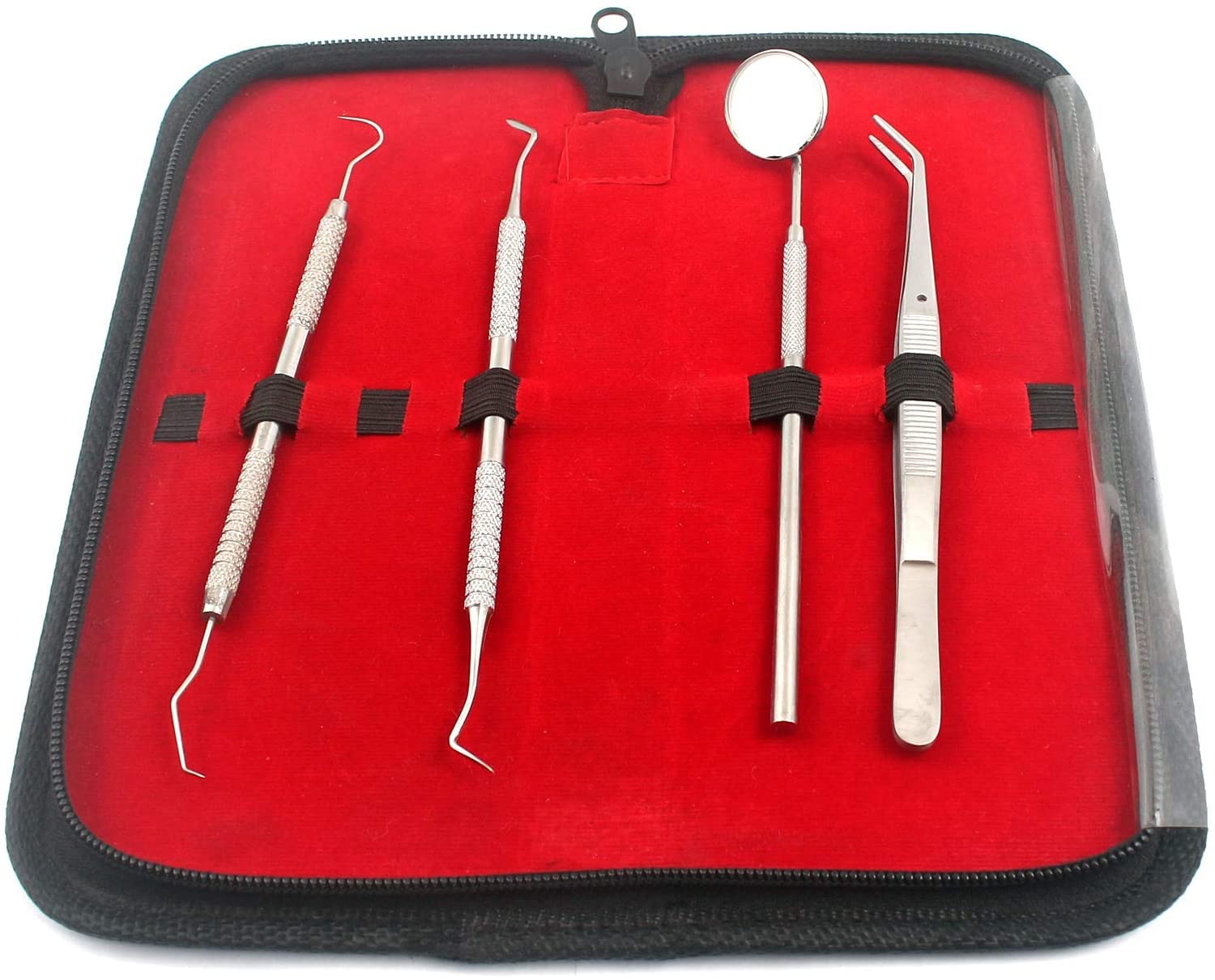 AA PRO Dental Instruments Hygiene KIT - Set of 4 Dentist Tools + Pouch A+ Quality