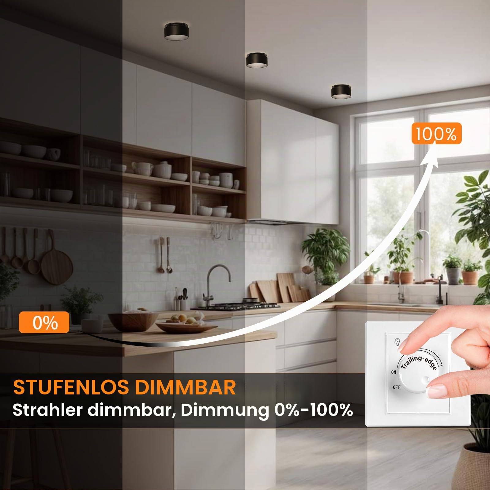 KYOTECH 4 Stücke Deckenstrahler mit indirektem Licht Schwarz LED Einbau Deckenlampe inkl. Leuchtmittel Dimmbar 3CCT 4.9W 500LM austauschbar LED modul 3000K/4000K/6500K Einbau Design Spot