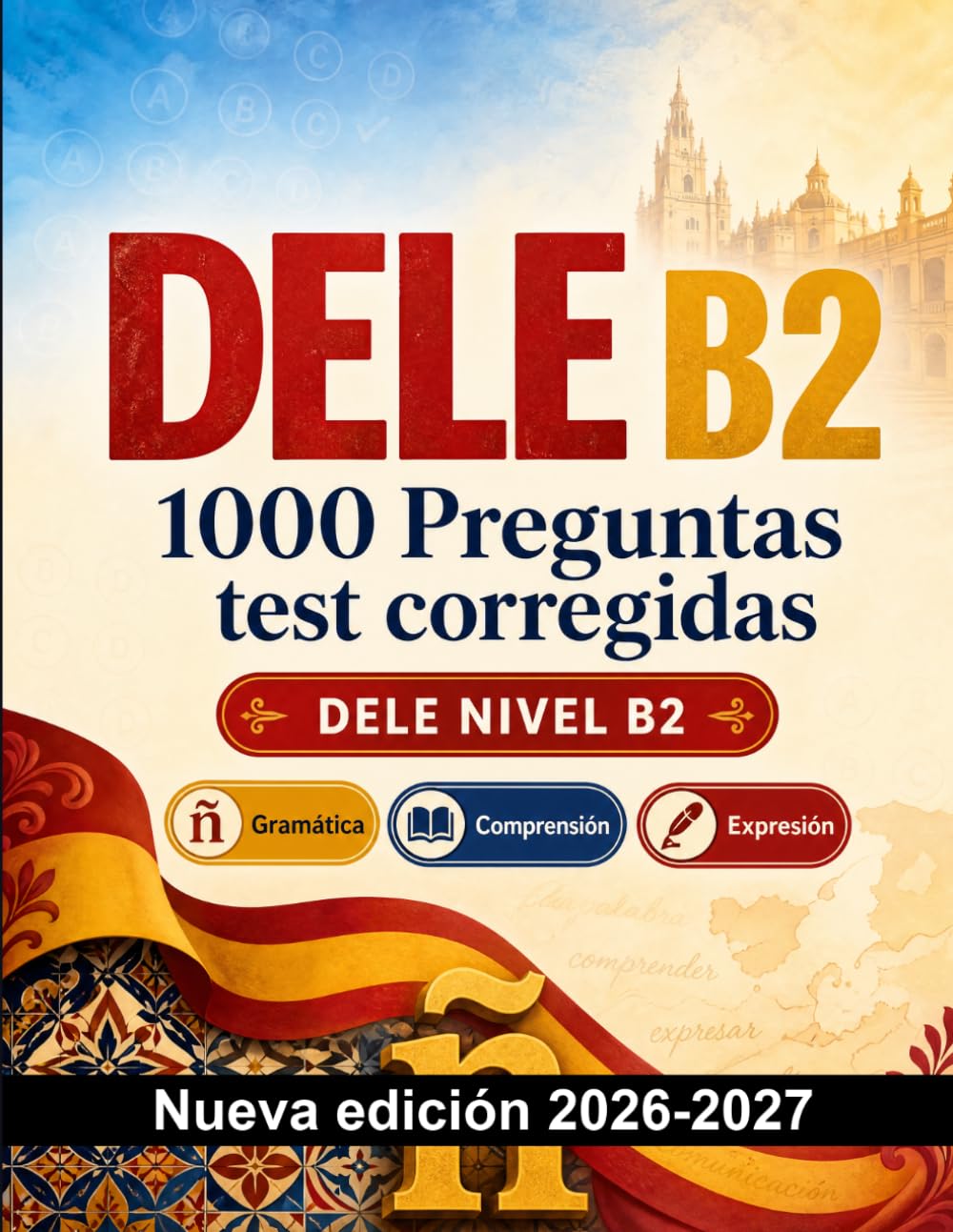 DELE B2 : 1000 Preguntas test corregidas: Preparación examen español: Gramática, Comprensión lectora, Vocabulario, Escritura, Ortografía y repaso escrito para aprobar el certificado de idioma