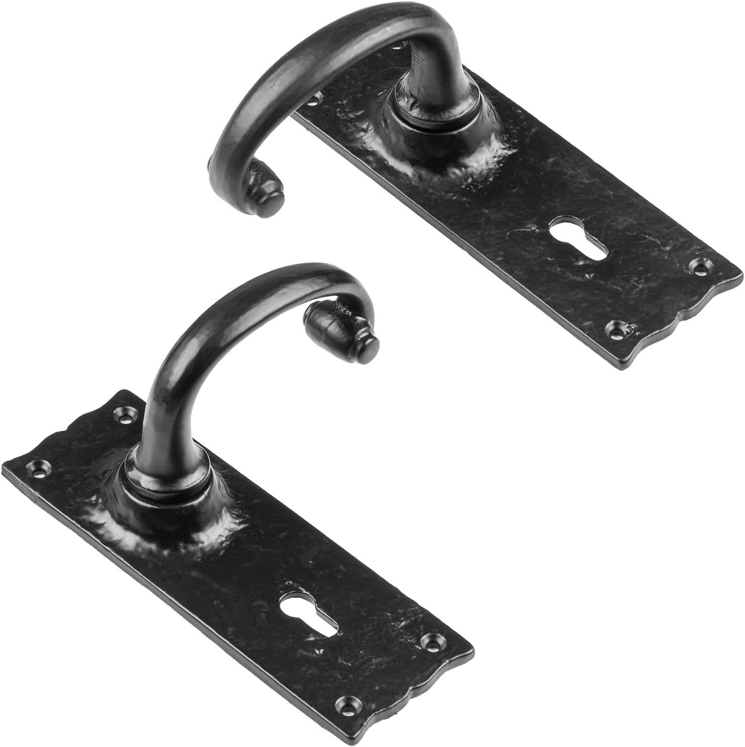 Bridewell Ironmongery Black Cast Iron Antique Door Handles Bathroom, Lever Latch Or Lock (Lever Lock)