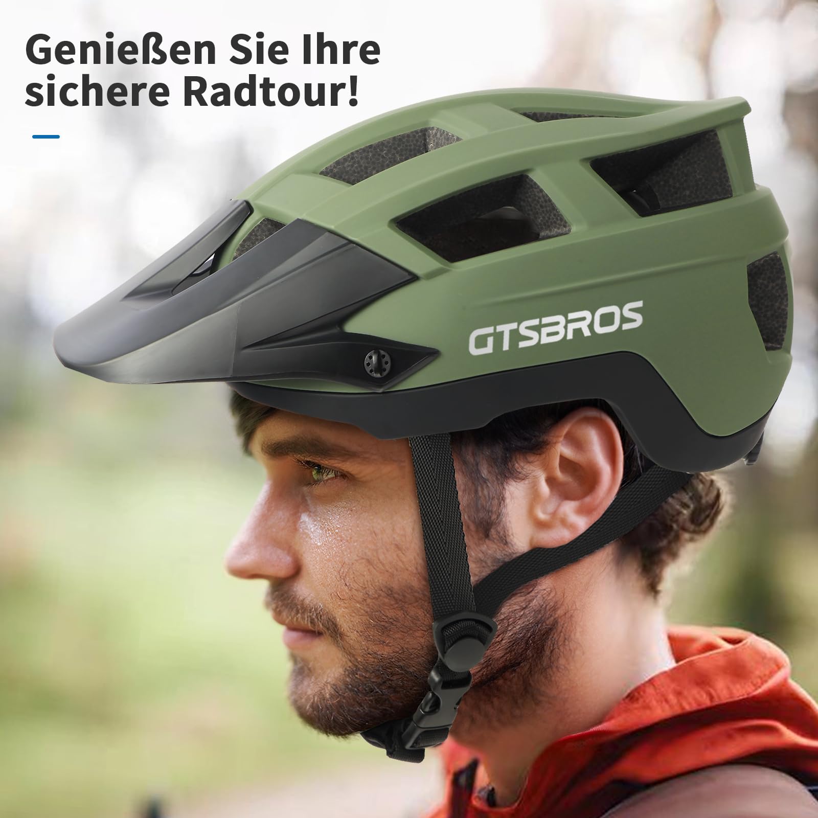 Casco da mountain bike, con visiera, leggero, per uomo e donna, con doppia tecnologia Inmould, per adulti