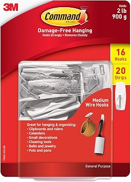 Command Medium Wire Hook, White, 16 Hooks, 20 Strips/Pack 17065-16CLUB