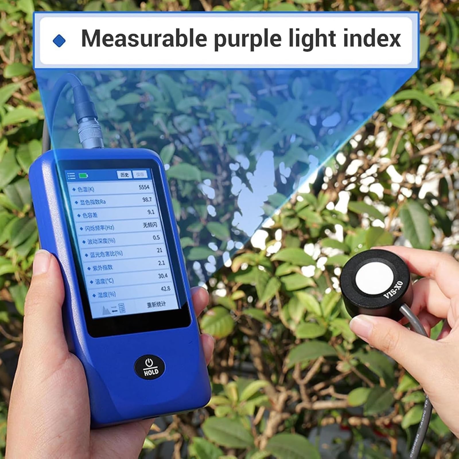 Handmessgerät für spektrale Beleuchtungsstärke, Messlichtspektrummessgerät, für genaue Beleuchtungsanalyse in Gartenfotografie-Labors und professionelle Beleuchtungsbewertung