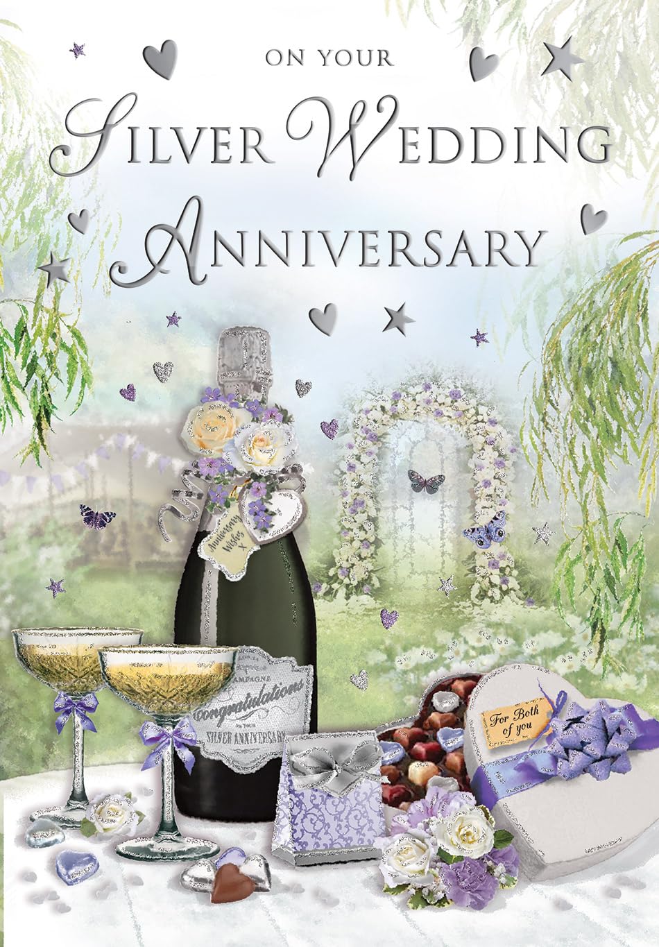 Regal Publishing Traditional Silver Anniversary Card Wine - Piccadilly Greetings