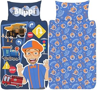 Blippi Single Duvet Cover - Official Reversible Bedding Set - Polycotton - Youtuber Tractor Song Design