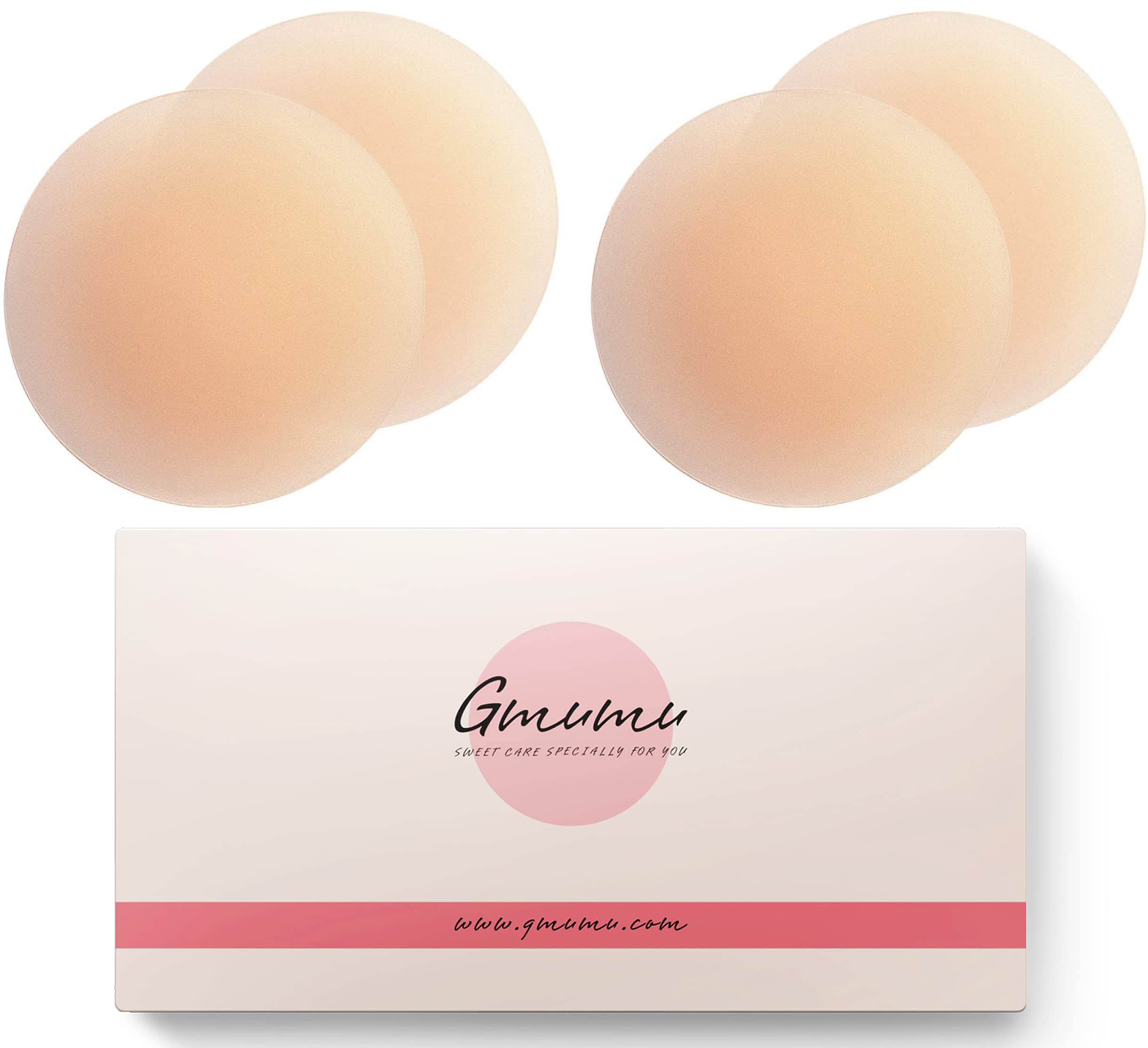 Gmumu® Ultra cienkie damskie nakładki na sutki, wielokrotnego użytku, samoprzylepne, z silikonu, 8 cm, biały, 8cm