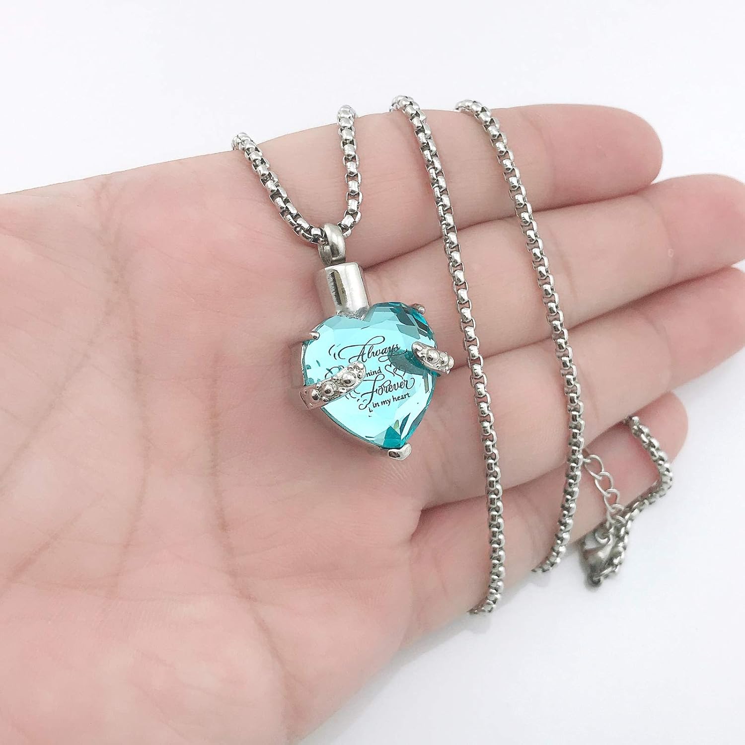 YOUFENG Birthstones Heart Cremation Pendant Urn Necklaces for Ashes Urns for Human Ashes Memorial Locket Keepsake Ashes Jewelry with Fill Kit - Image 4