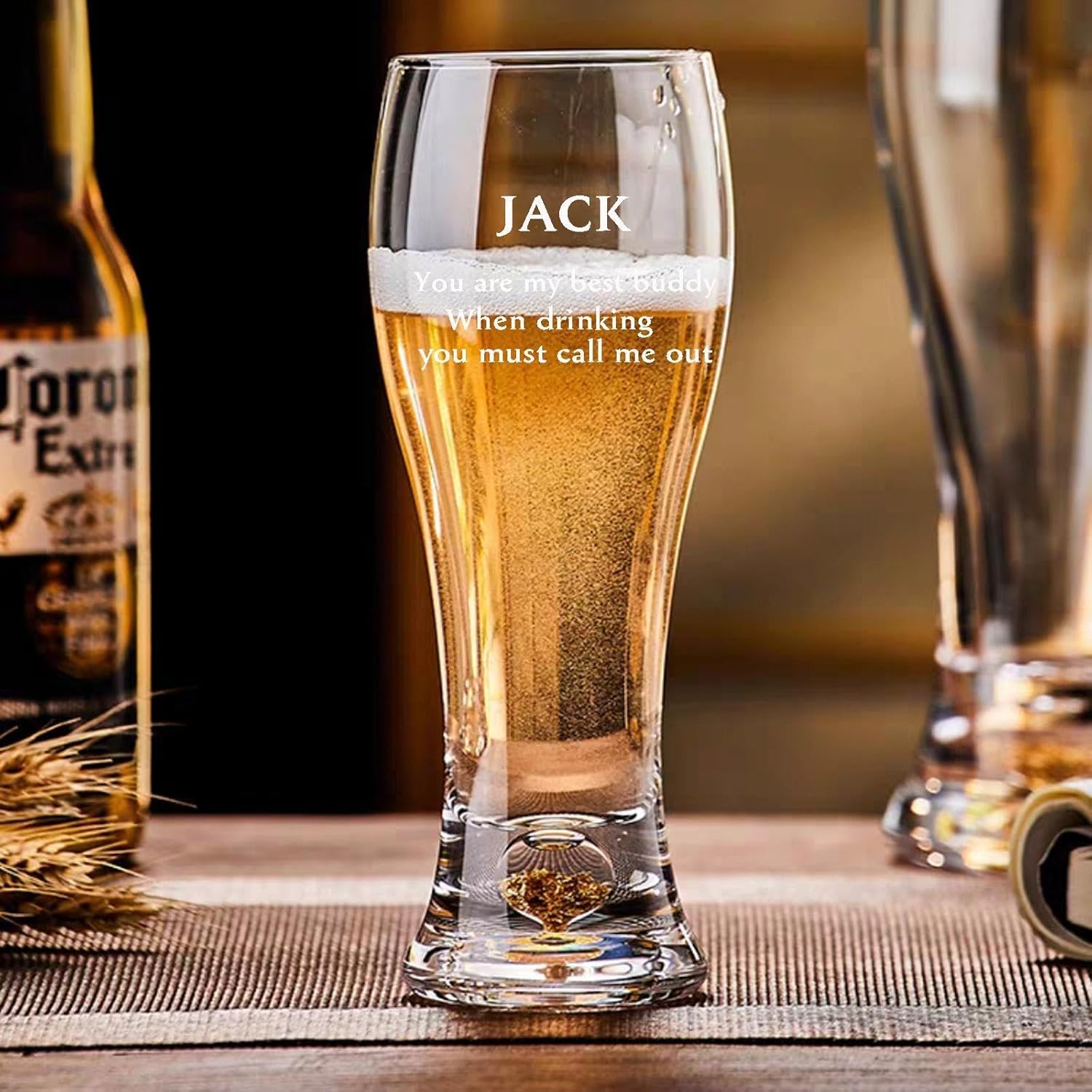 Crystal glass beer mug, customized etched text, high temperature resistant glass, large capacity water cup, Coke mug, draft beer mug (one) gift