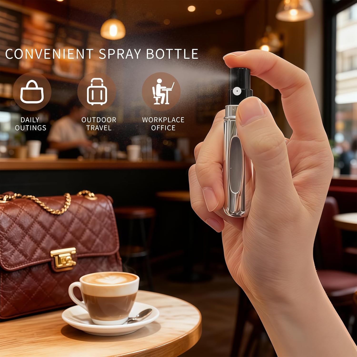 Condition photo showing New/Like New for 60pcs 5ml refillable perfume atomizer bottles bulk, empty plastic mini travel size spray bottle set, fine mist fragrance sprayer for cruise, purse handbag, travel accessories supplies (5 mixed colors)