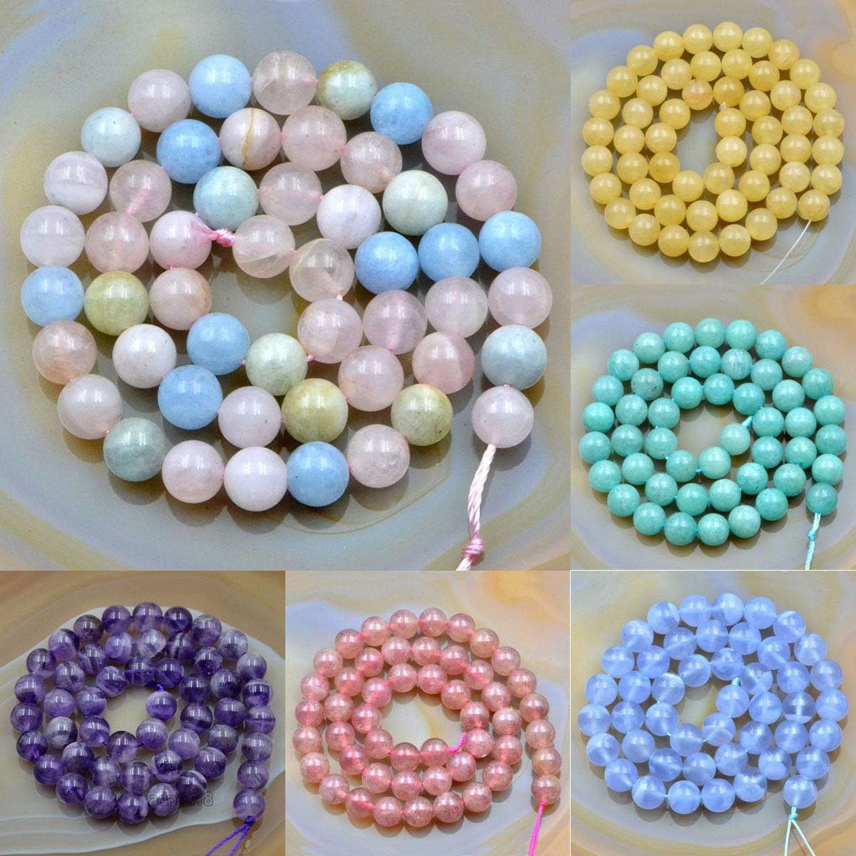 AD Beads 8mm Grade A Natural Gemstone Round Smooth Loose Beads 15" (Moonstone)