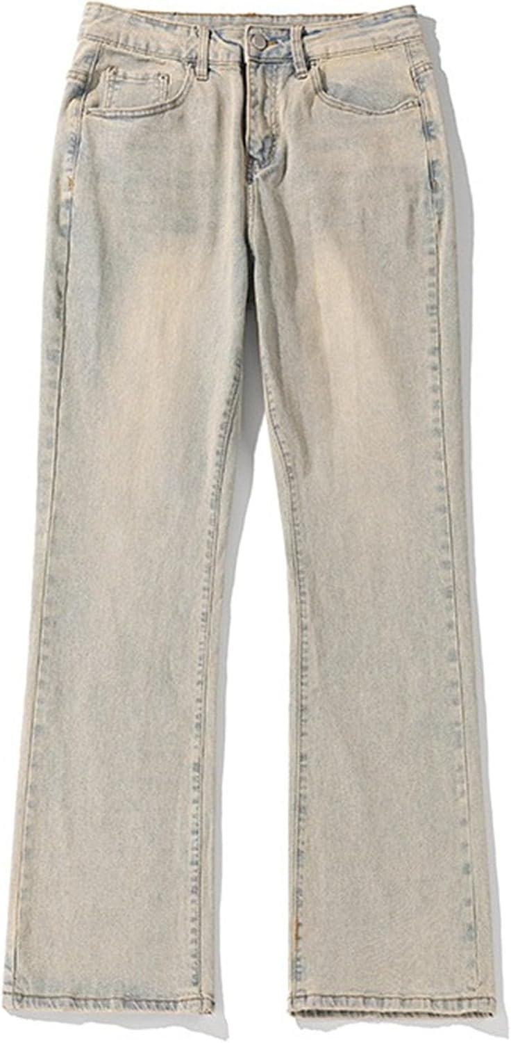 Men Fashion Micro Flare Denim Pants Spring Weekend Wear Straight Trouser Classic Cozy Commute Distressed Jeans