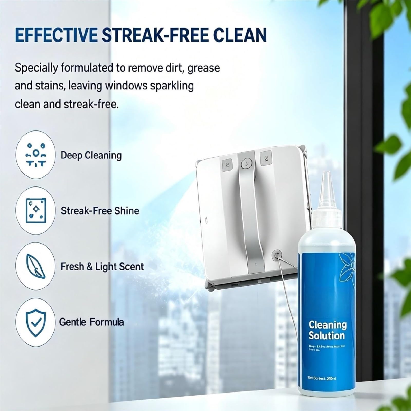 Detergente Per Vetri, 230 Ml × 2, Compatibile Con Winbot W2/W2/W1/W1s | Progettato specificatamente for i robot lavavetri, lascia il vetro senza aloni dopo la pulizia.(4 bottles)
