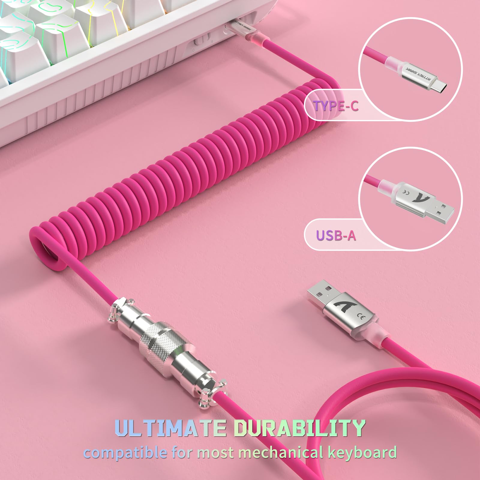Amazon.com: ATTACK SHARK C01 Ultra Custom Coiled USB C to A Cable