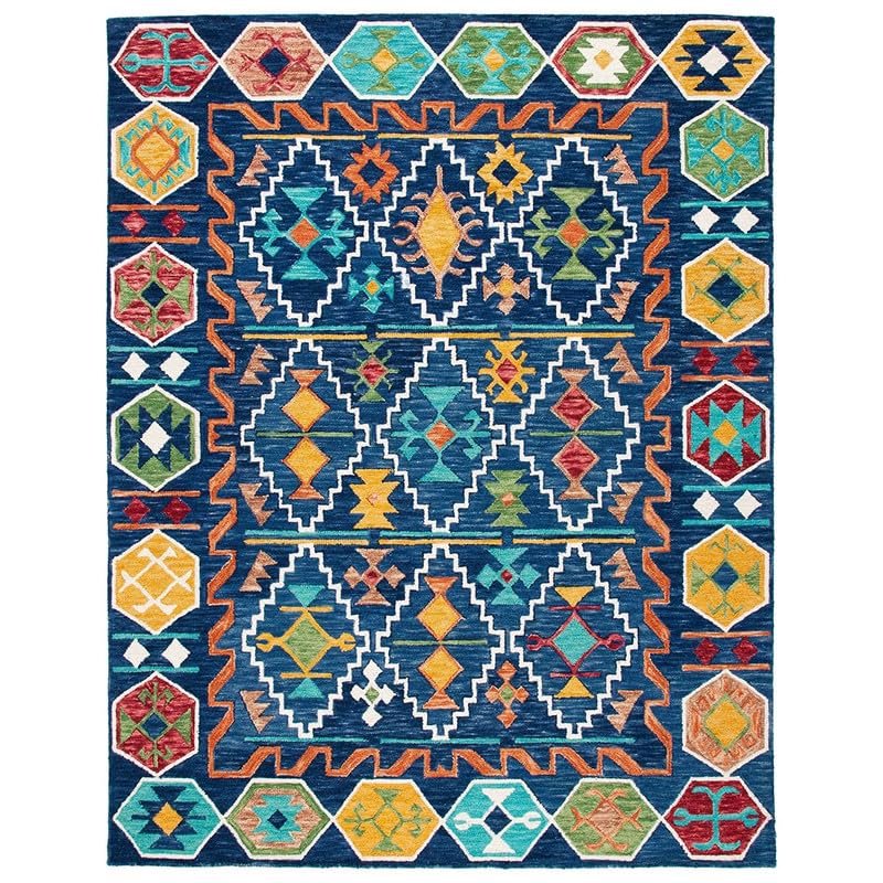 Image of Embossed Handmade GH Wool Thick Geometrical Carpet is a Stylish and Practical Addition to Any Living Room 5X8