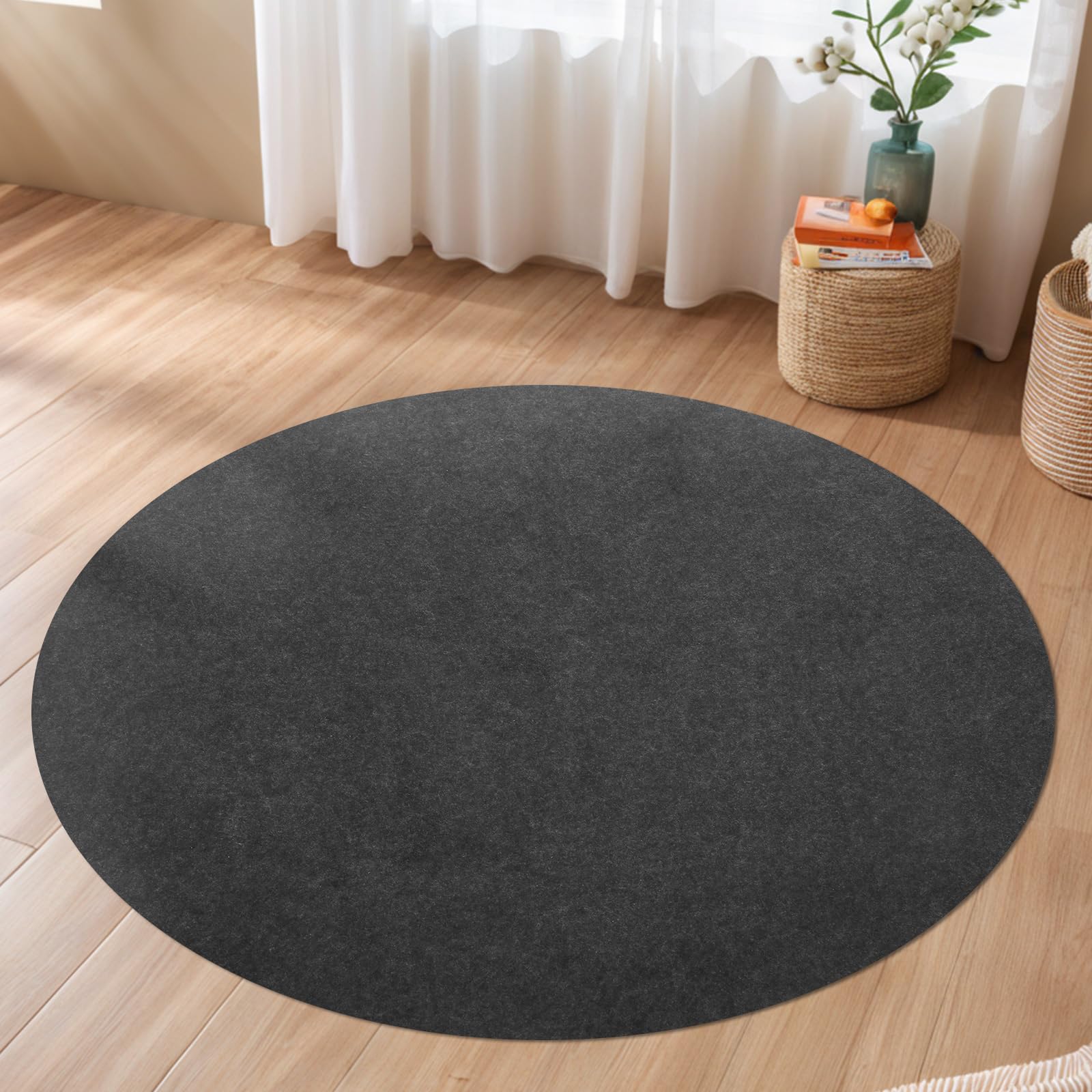 Waterproof Non-Slip Rug Pad, Round Carpet Pads for Large Area Rugs 1/8" Thick Felt Floor Protection Pad for All Floors and Finishes, Keep Rugs in Place and Provide Cushioning (Diam 120cm/4ft)