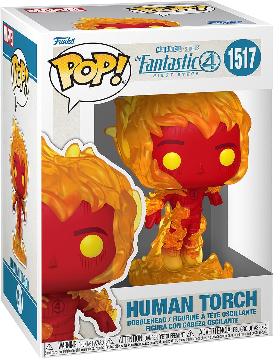 ¡ESTALLIDO! Marvel: Los Cuatro Fantásticos - Antorcha Humana | Mercancía oficial de superhéroes - Figura de vinilo coleccionable para exhibición en estante - Idea de regalo de cumpleaños para fanáticos y coleccionistas