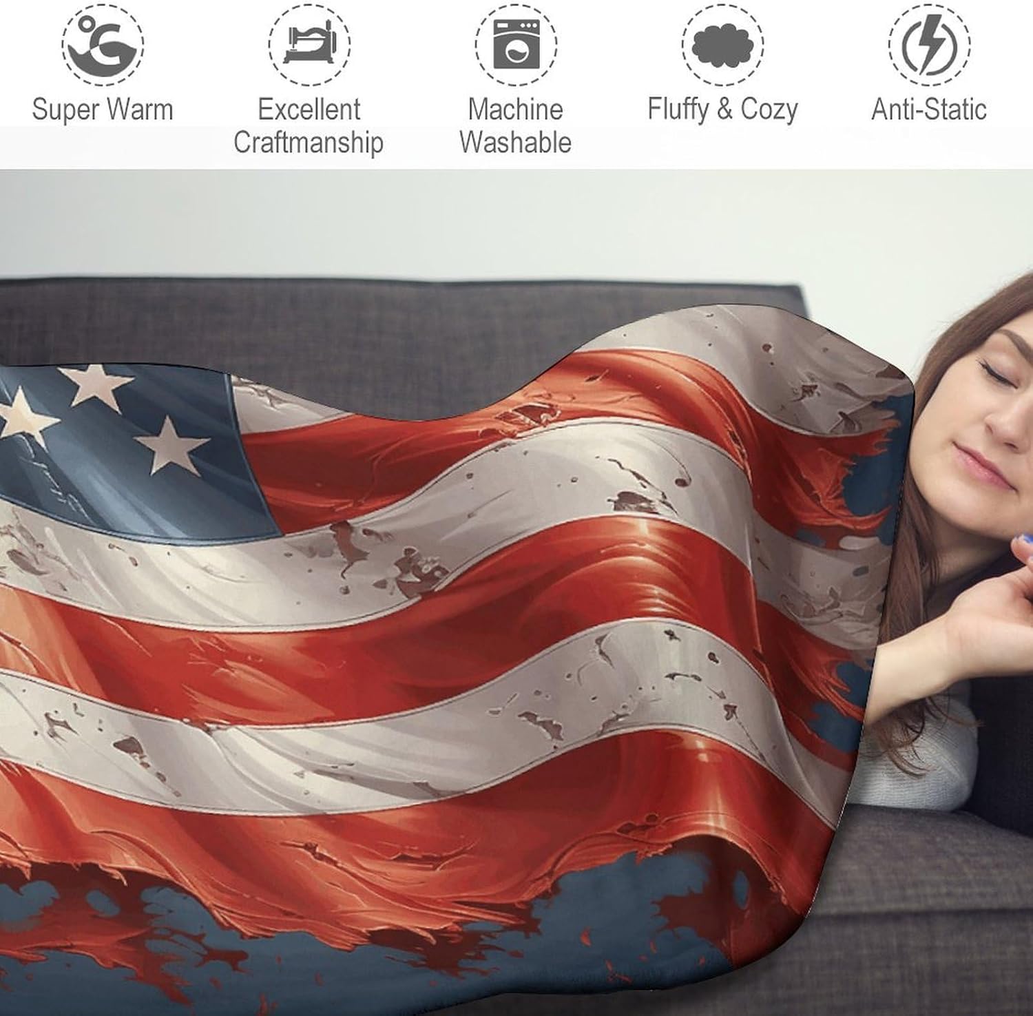 Stars and Stripes Blanket Round Beach Tapestry Flannel Round Tablecloth Boho Beach Blanket Home Decor Indie Rug Comfortable Yoga Mat for Multi Scenario Usage