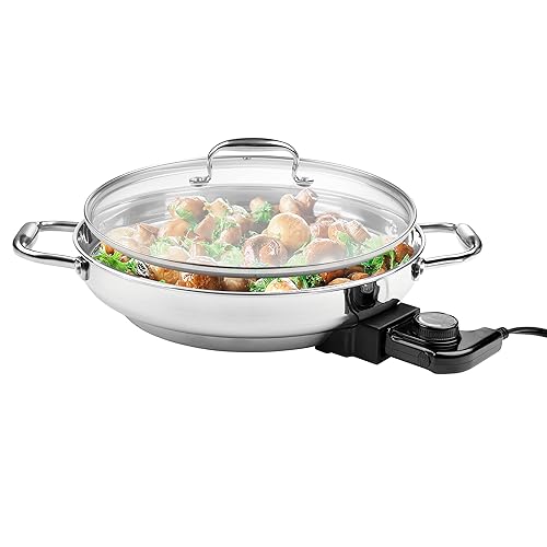 Electric Skillet By Cucina Pro 18/10 Stainless Steel