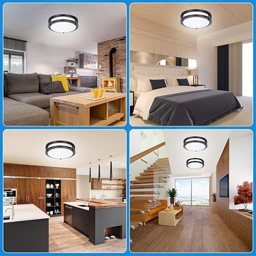 Miniatura 9 de Drosbey 24W LED Ceiling Light Fixture, 10 inch Flush Mount Ceiling Light for Bedroom, Kitchen, Bathroom, Hallway, 2200 Lumens, 5000K Daylight White,