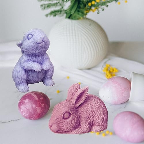 Miniatura 6 de Molde de silicona para conejo, 2 unidades, para decoración de pasteles de chocolate, molde de resina de jabón de conejo de animales para fundición