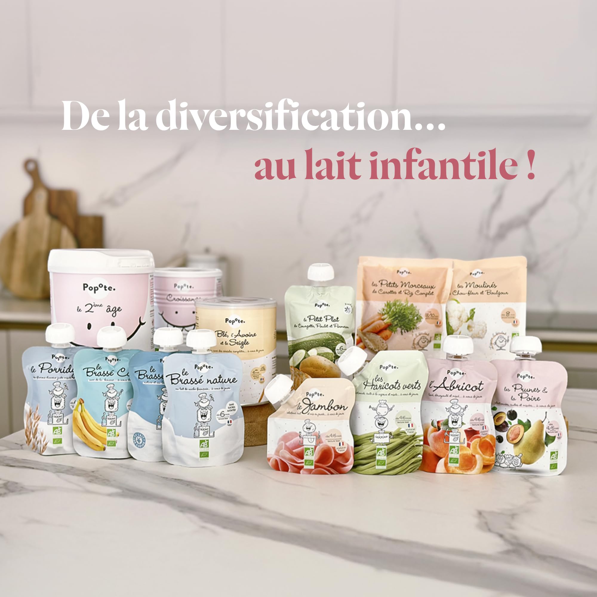 POPOTE - Brassé Chèvre Bio Bébé 100 g - Dès 6 Mois - Gourde Individuelle - Yaourt à Boire Texture Onctueuse - Source En Calcium, Sans Sucre ajoutés - Format Pratique à Emporter - Pack Familial 10x100g