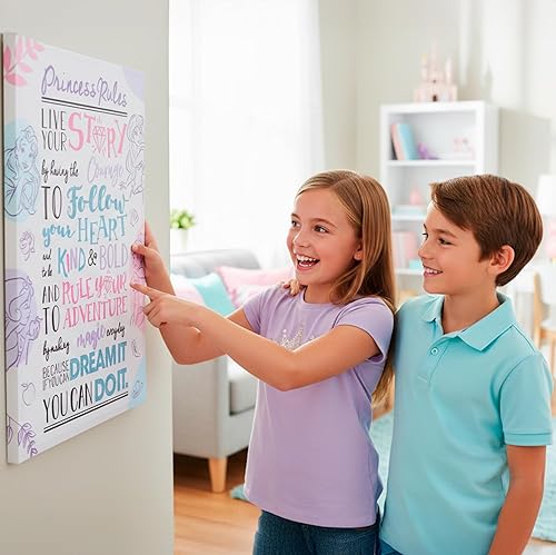 Miniatura 6 de POP Creations Disney Princess House Rules - Lienzo decorativo para pared, con cita inspiradora, 16 x 24 pulgadas, Ariel - Lienzo estirado prémium