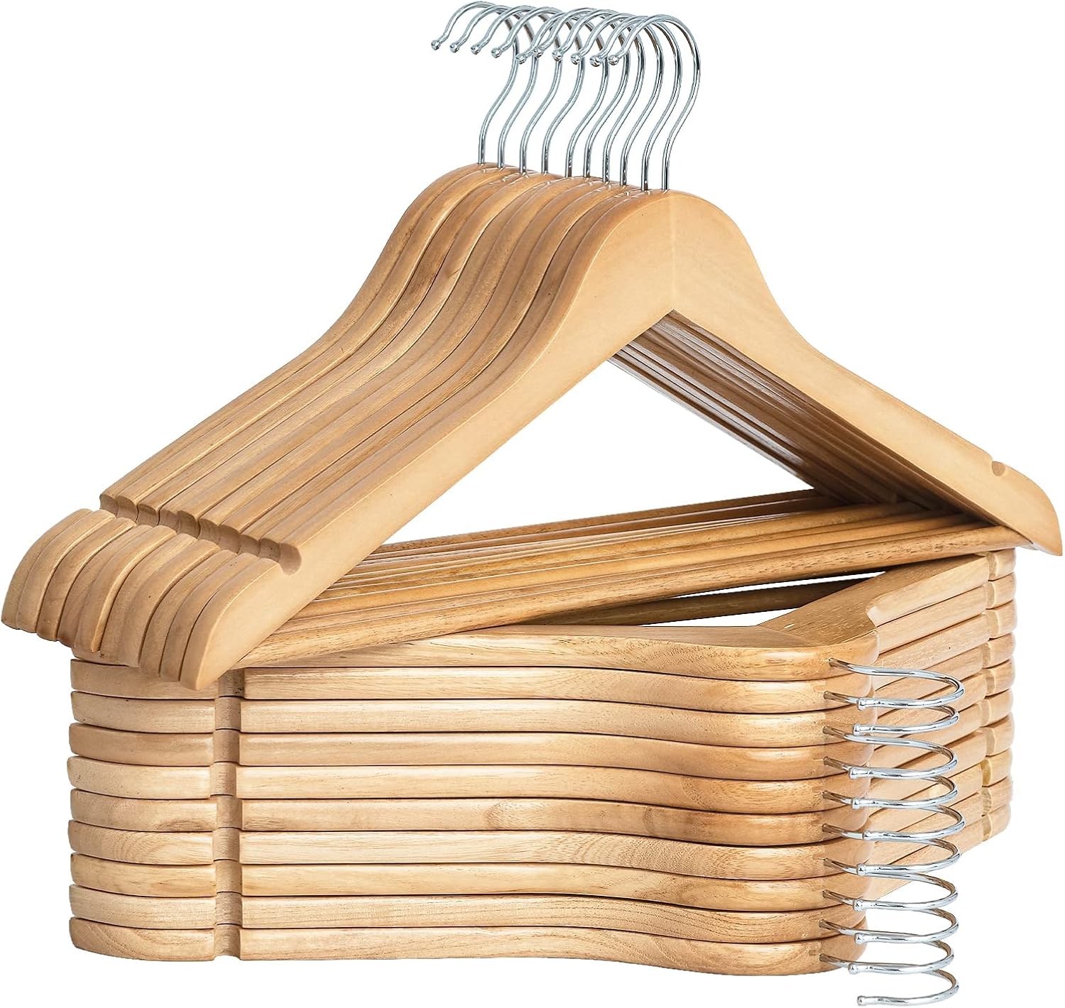 StorageWorks Wooden Hangers 20 Pack, Wood Coat Hanger for Coats, Shirts, Jackets, Pants, Suits, Natural Wood Color 0.5"T (20 pack) Natural Wood Color