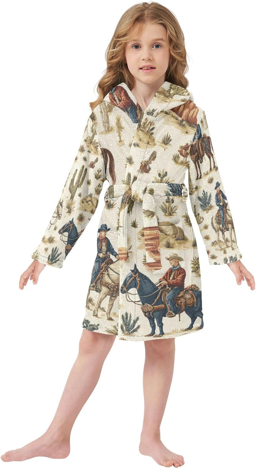 Bathrobe Hooded PJ Robe Soft Fleece Robe Pajama Sleepwears 2-12 Years