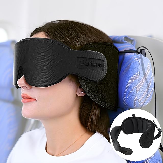 Travel Pillows for Airplanes 360 Support Headrest Pillow with Eye Mask for Sleeping Travel Airplane Pillow for Long