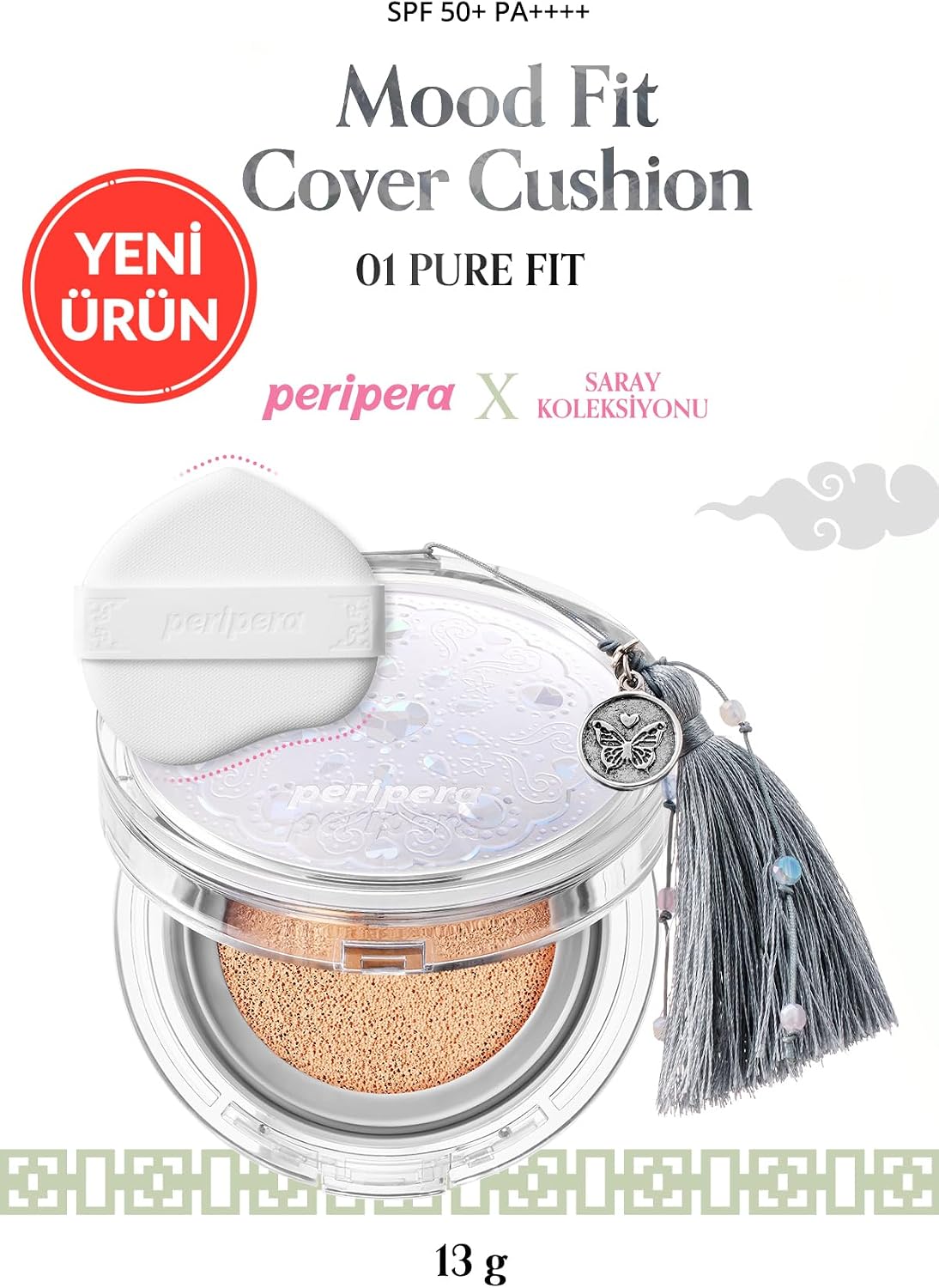 PERIPERA Yarı Mat Bitişli Filtre Etkili Cushion Mood Fit Cover Cushion SPF50+PA++++(01 Pure Fit)