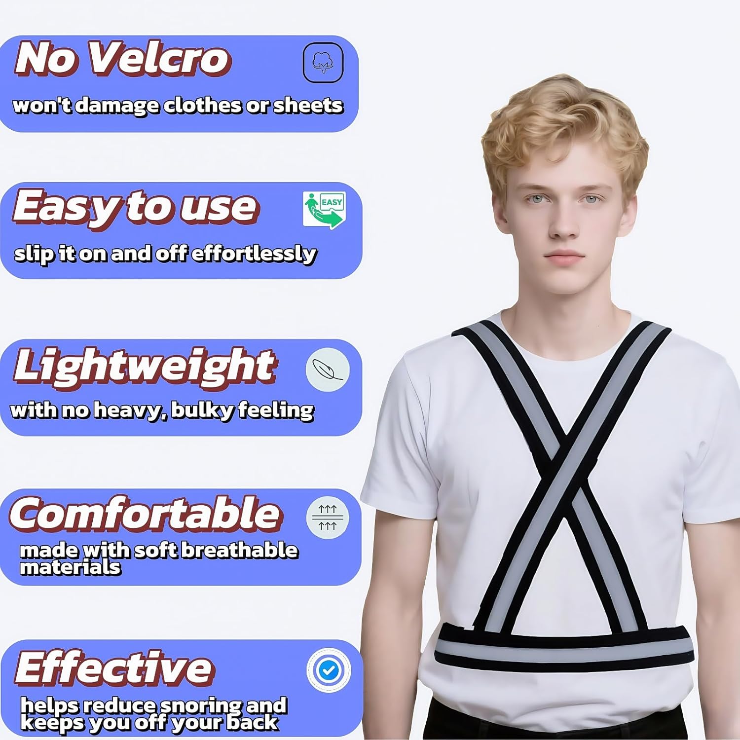 Sleep Position Trainer, Positional Sleep Apnea Device with Adjustable Vest & Ball - Prevent Back Sleeping Device, Slumber Bump Trainer for Positional Therapy for Sleep Apnea Snore Reducing Aids - Image 3