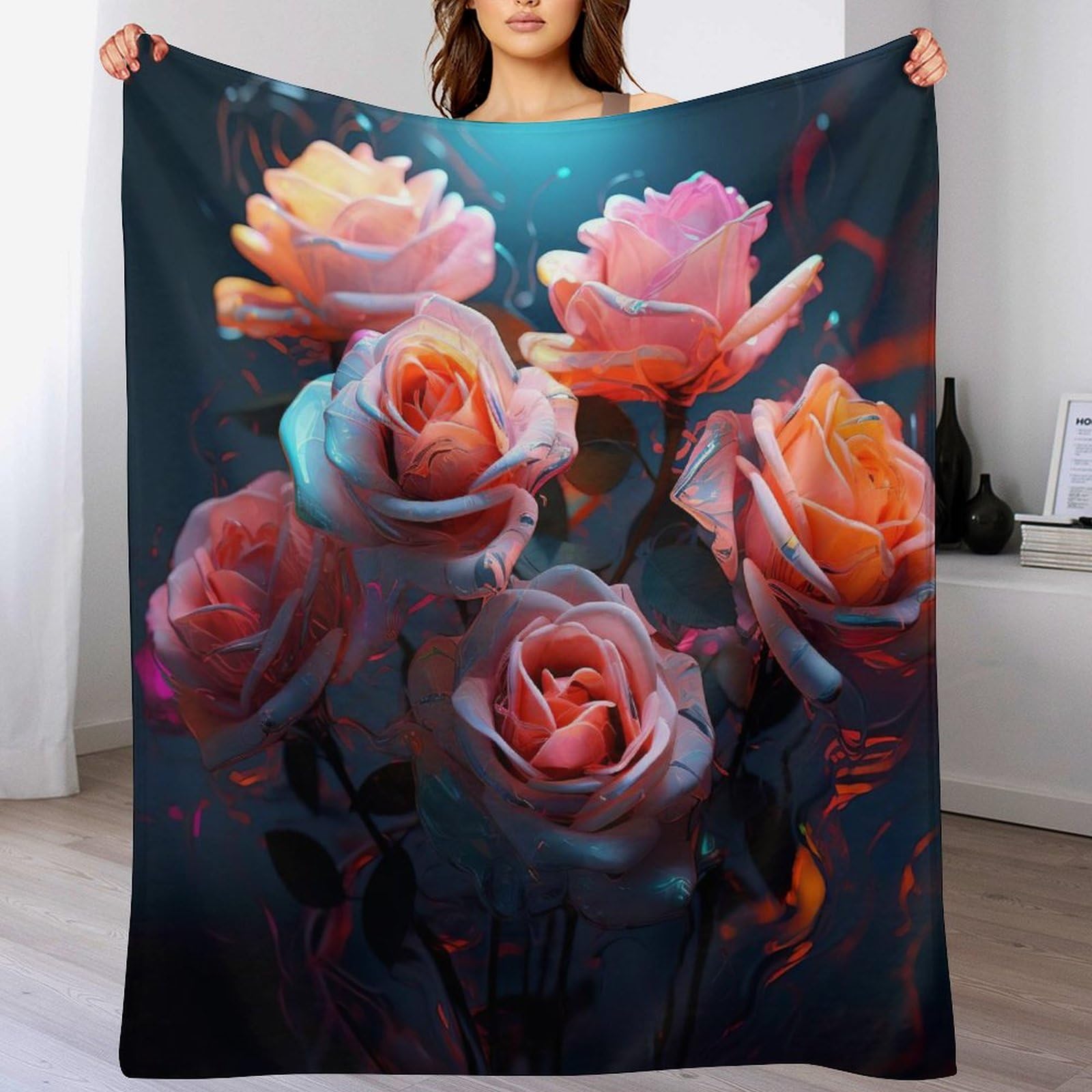 Couverture Polaire Fleur en flannel épaisse et moelleuse pour un lit chaud en hiver
