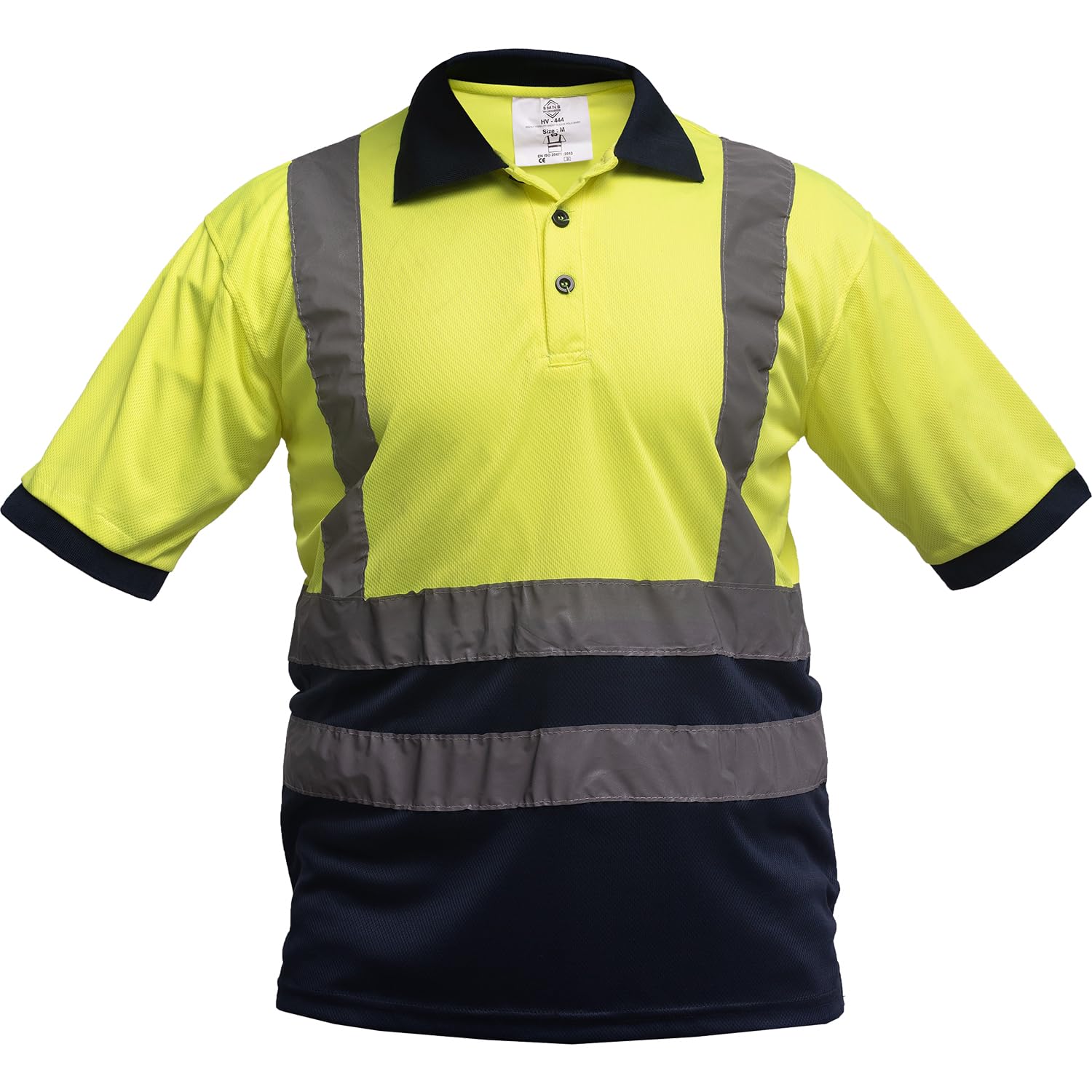 Hi Viz High Visibilty Polo Shirts Short Sleeve Workwear Security Safety Reflective Tape Shirts Work Utility & Safety Tops Yellow Orange Navy Small to 3XL (3XL, Yellow/Navy)
