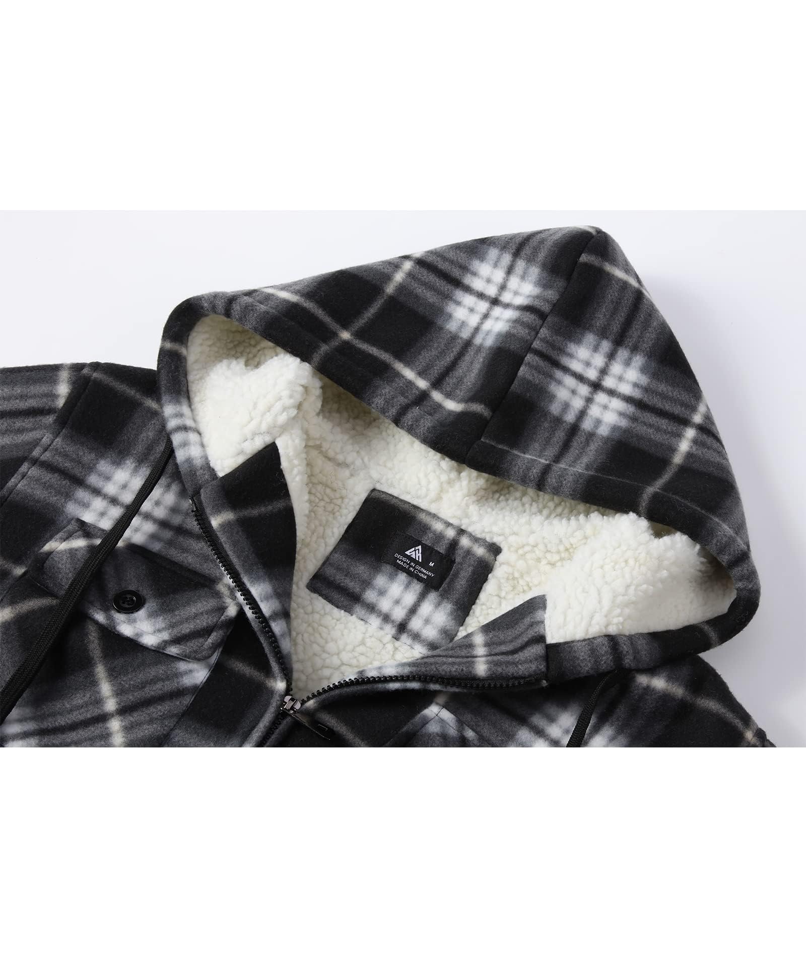 zitysport Shirt Jacket Uomo Plaid Lined Winter Jacket Thermo Shirt con zip e Cappuccio