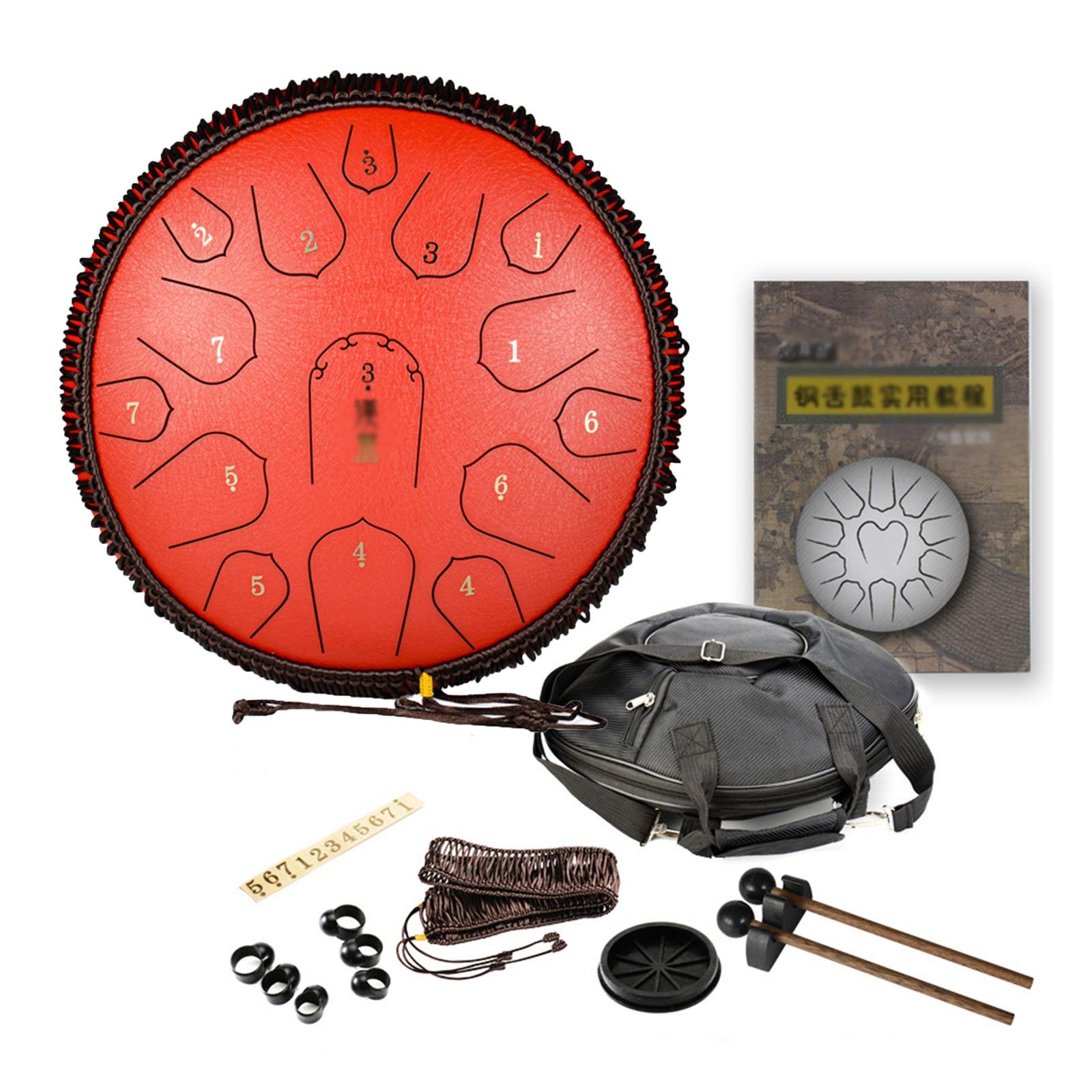 Tambor de la lengua de acero de 14 pulgadas 15 nota D Instrumento de percusión de tambor de acero, regalo para adultos y niños, meditación, yoga y zen (Color : B)