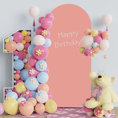 Fomcet Cubierta de arco de boda de 4 pies, color blanco, de 2 caras, de elastano, ajustada, cubierta de arco de tela redonda para fiesta de